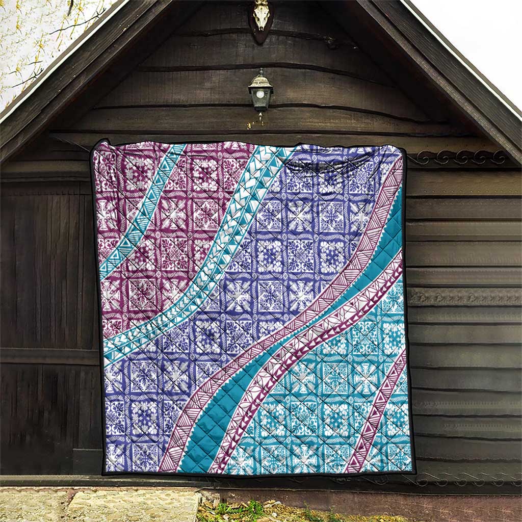 Hawaiian Quilt Pattern Quilt Purple Blue Color Mixed - Polynesian Pride