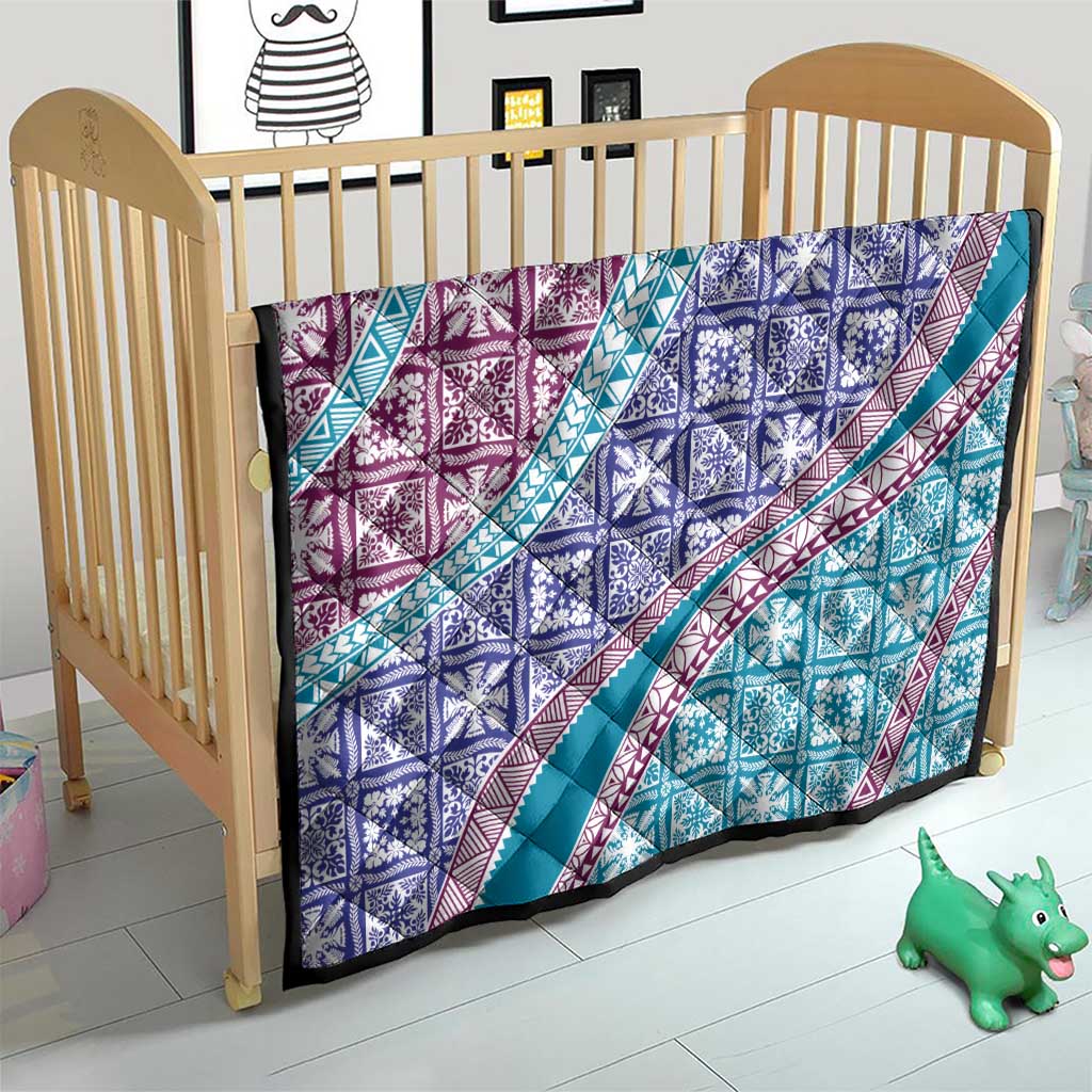 Hawaiian Quilt Pattern Quilt Purple Blue Color Mixed - Polynesian Pride