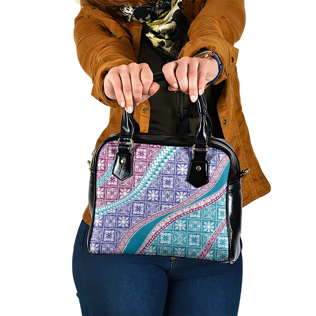 Hawaiian Quilt Pattern Shoulder Handbag Purple Blue Color Mixed LT01 One Size Purple - Polynesian Pride