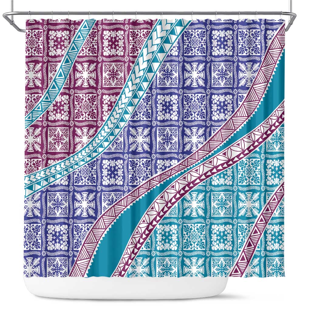 Hawaiian Quilt Pattern Shower Curtain Purple Blue Color Mixed LT01 Purple - Polynesian Pride