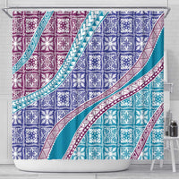 Hawaiian Quilt Pattern Shower Curtain Purple Blue Color Mixed - Polynesian Pride