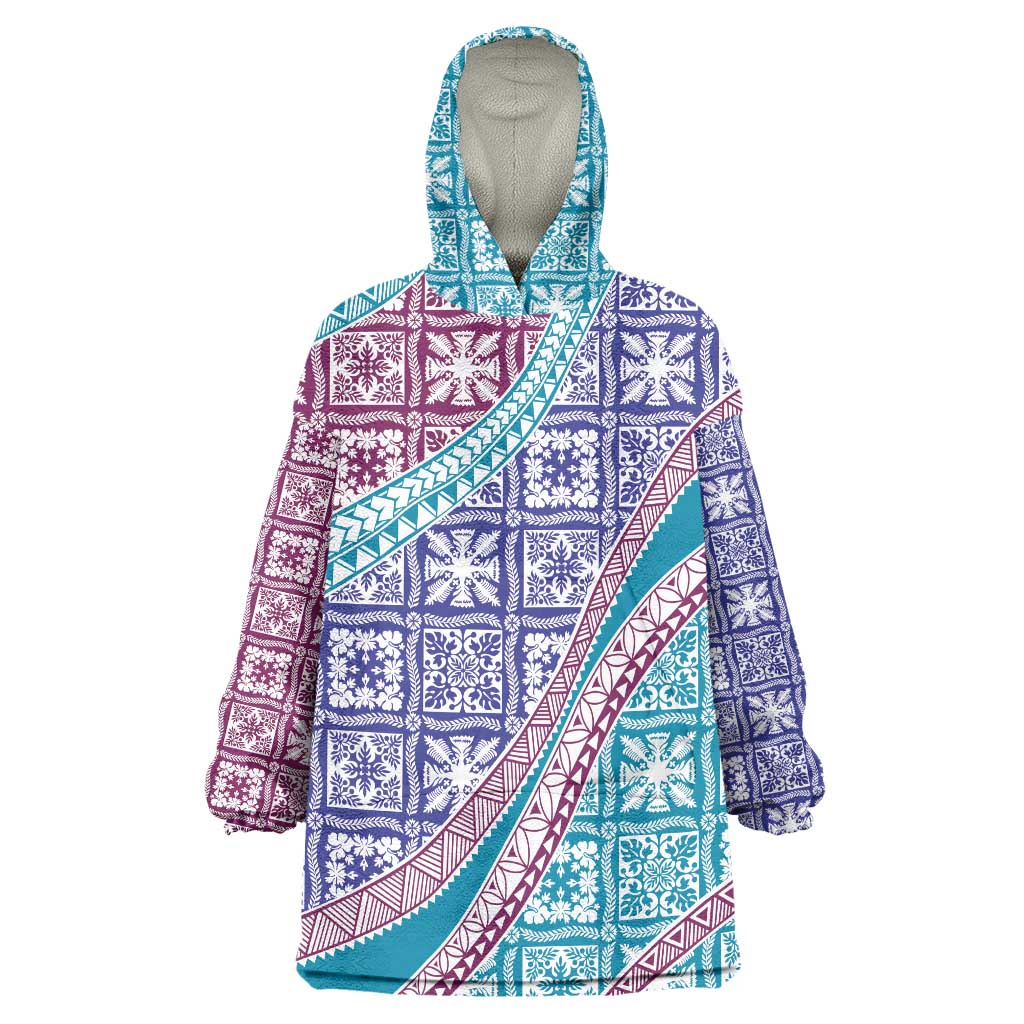Hawaiian Quilt Pattern Wearable Blanket Hoodie Purple Blue Color Mixed LT01 One Size Purple - Polynesian Pride