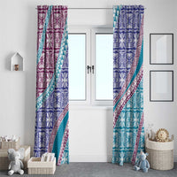 Hawaiian Quilt Pattern Window Curtain Purple Blue Color Mixed - Polynesian Pride