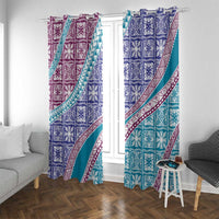Hawaiian Quilt Pattern Window Curtain Purple Blue Color Mixed - Polynesian Pride