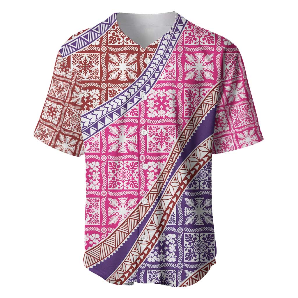 Hawaiian Quilt Pattern Baseball Jersey Sweet Color Mixed - Polynesian Pride