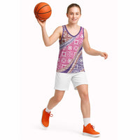 Hawaiian Quilt Pattern Basketball Jersey Sweet Color Mixed - Polynesian Pride