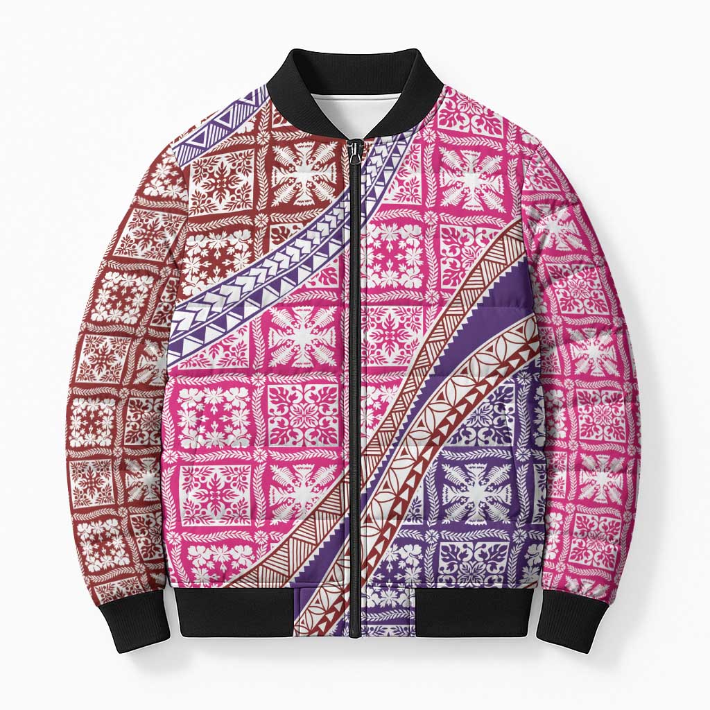 Hawaiian Quilt Pattern Bomber Puffer Jacket Sweet Color Mixed - Polynesian Pride