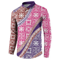 Hawaiian Quilt Pattern Button Sweatshirt Sweet Color Mixed - Polynesian Pride