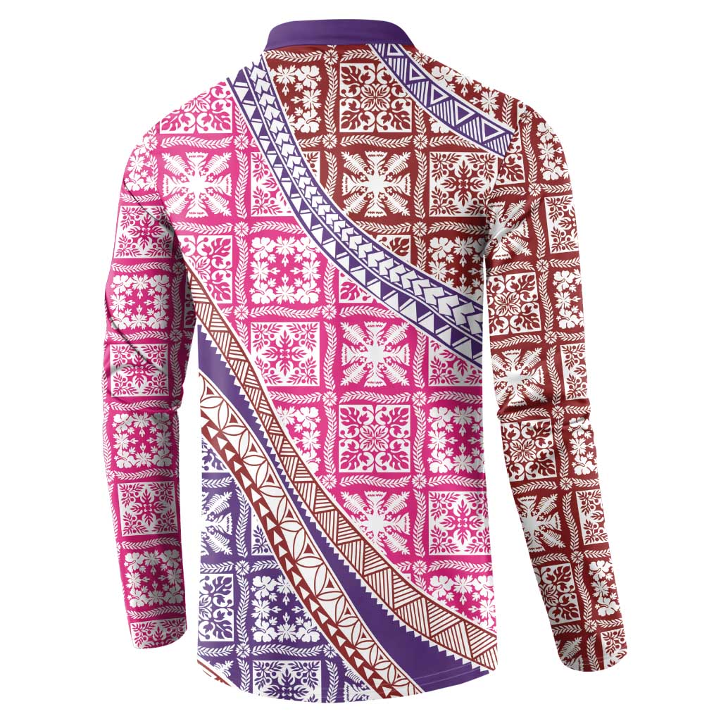 Hawaiian Quilt Pattern Button Sweatshirt Sweet Color Mixed - Polynesian Pride