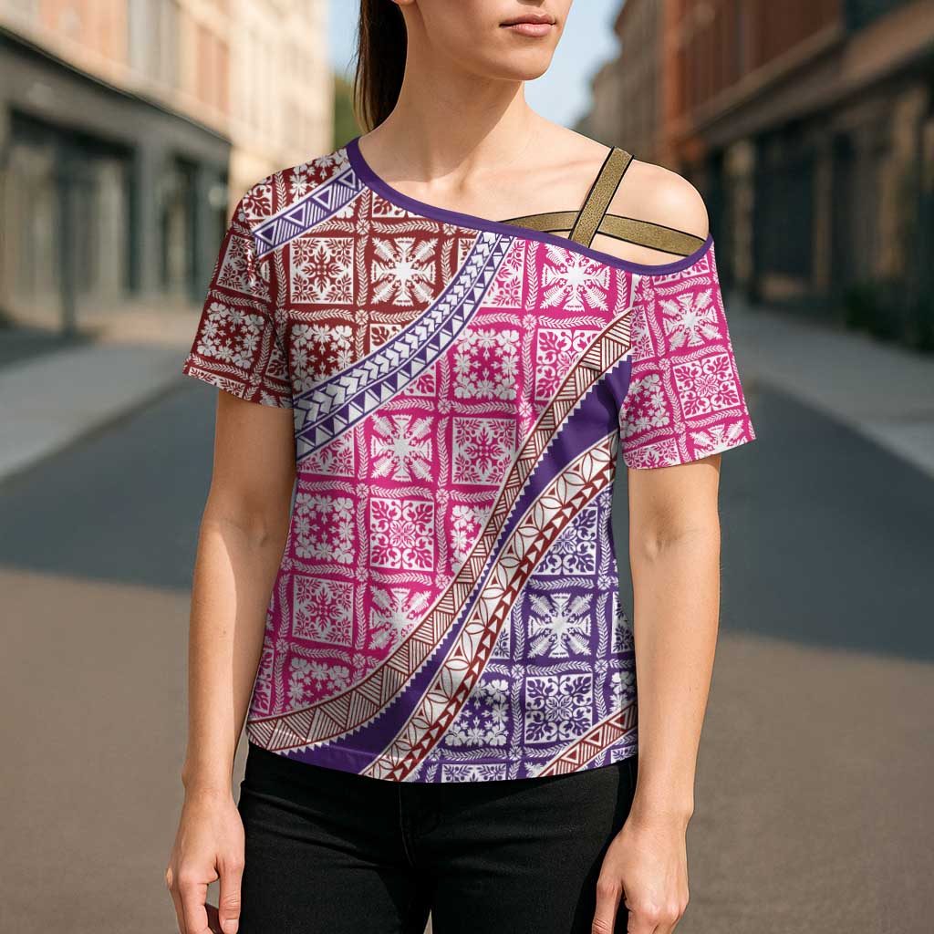 Hawaiian Quilt Pattern Cross Shoulder Shirt Sweet Color Mixed LT01 - Polynesian Pride