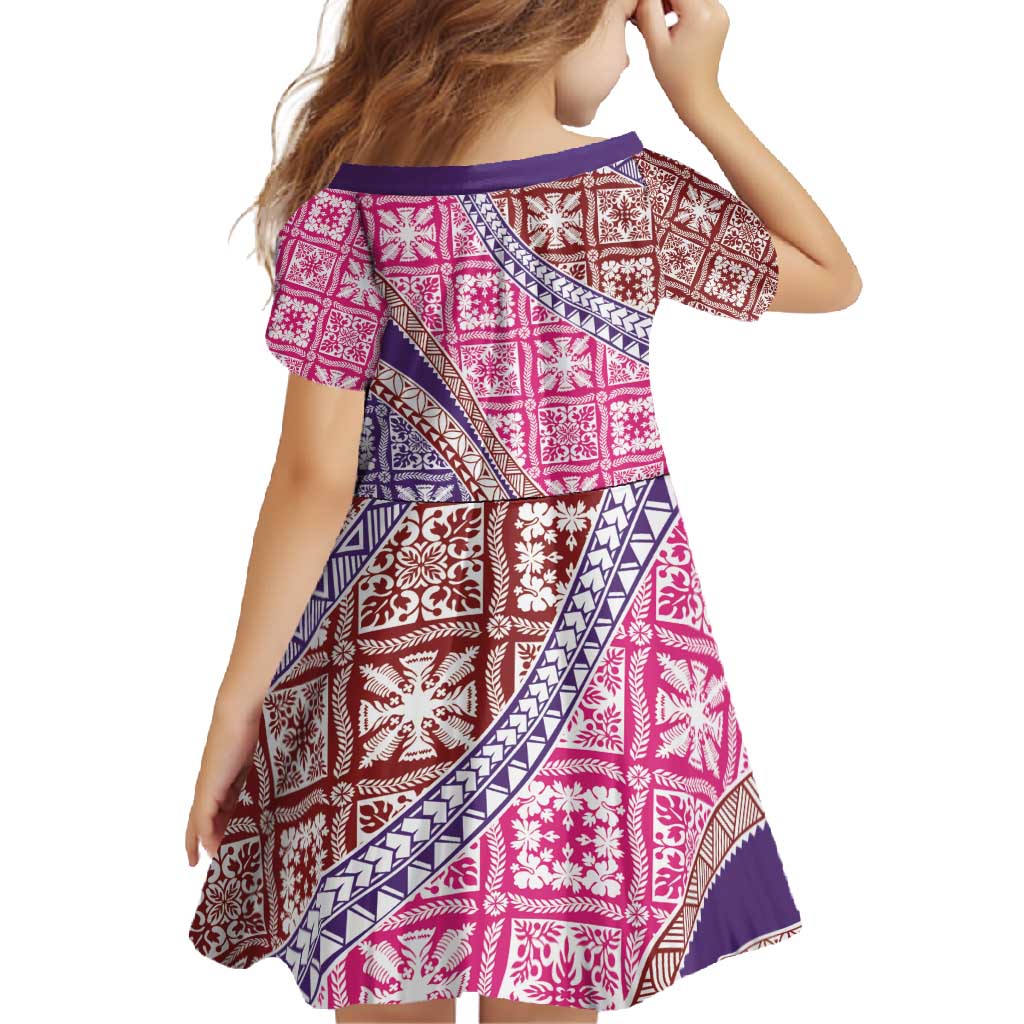 Hawaiian Quilt Pattern Family Matching Mermaid Dress and Hawaiian Shirt Sweet Color Mixed - Polynesian Pride