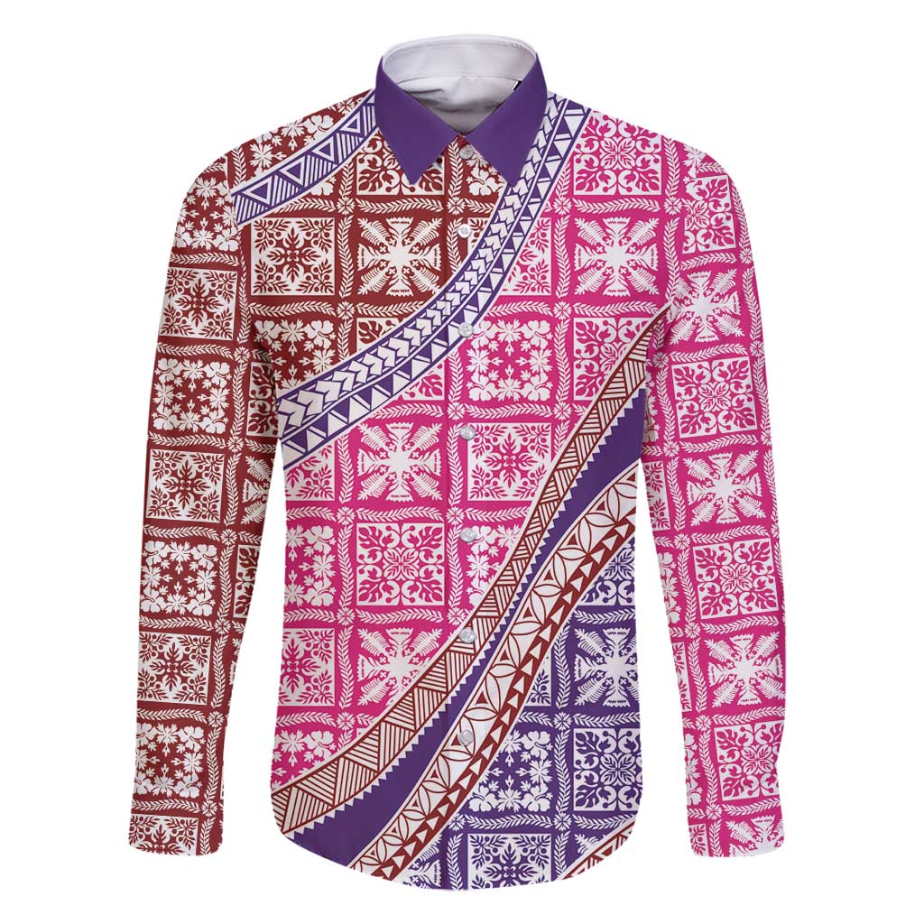 Hawaiian Quilt Pattern Family Matching Tank Maxi Dress and Hawaiian Shirt Sweet Color Mixed - Polynesian Pride