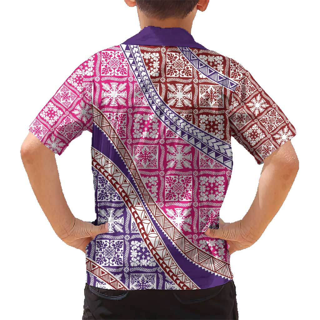 Hawaiian Quilt Pattern Kid Hawaiian Shirt Sweet Color Mixed - Polynesian Pride