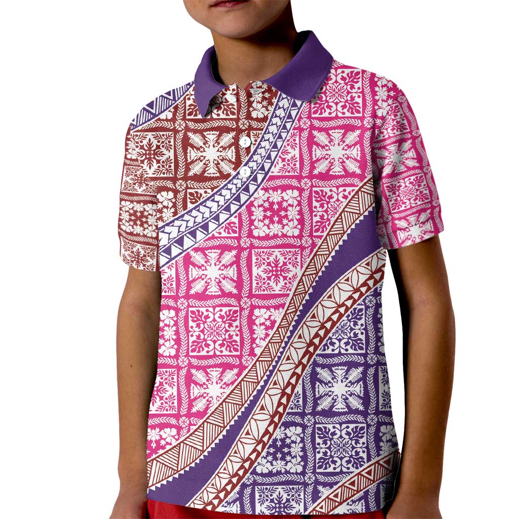 Hawaiian Quilt Pattern Kid Polo Shirt Sweet Color Mixed - Polynesian Pride