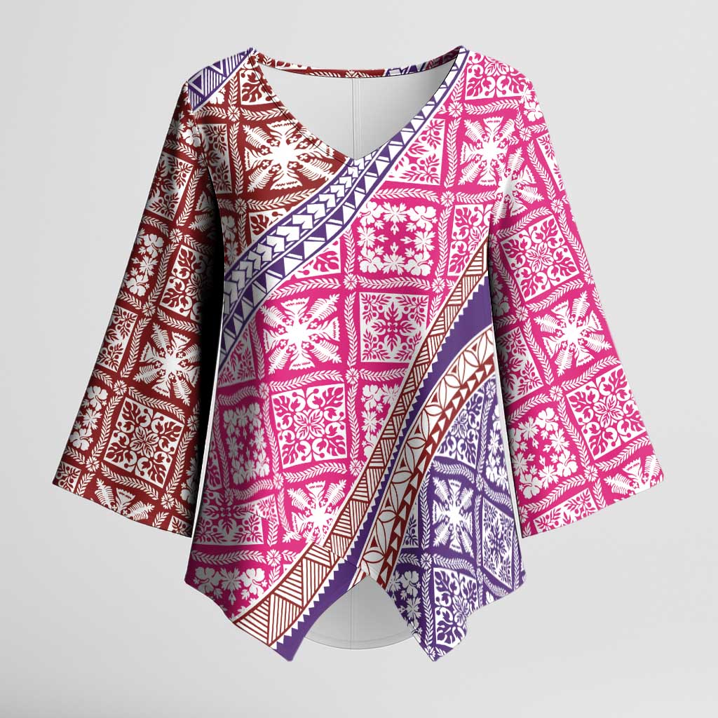 Hawaiian Quilt Pattern Kimono Sleeve Blouse Sweet Color Mixed - Polynesian Pride