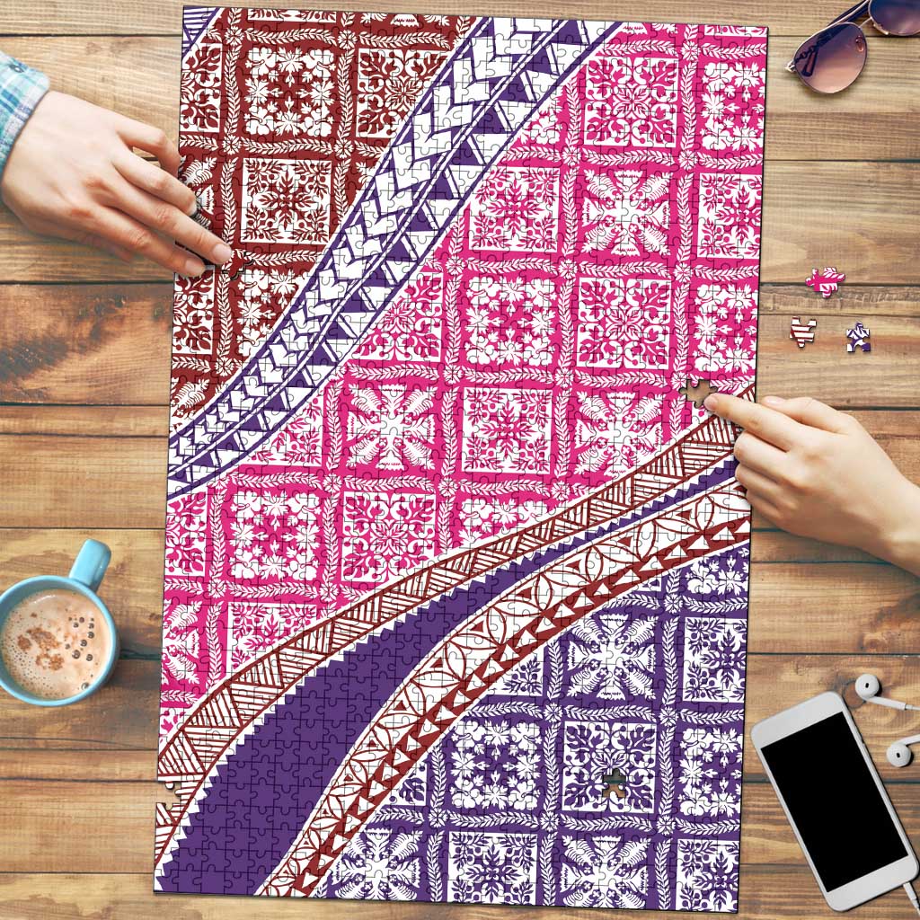 Hawaiian Quilt Pattern Puzzle Sweet Color Mixed LT01 Pink - Polynesian Pride
