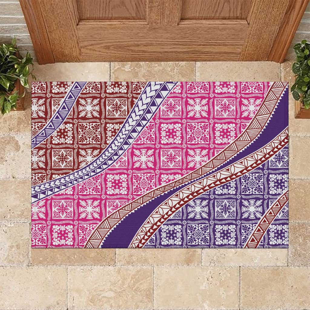 Hawaiian Quilt Pattern Rubber Doormat Sweet Color Mixed LT01 Pink - Polynesian Pride