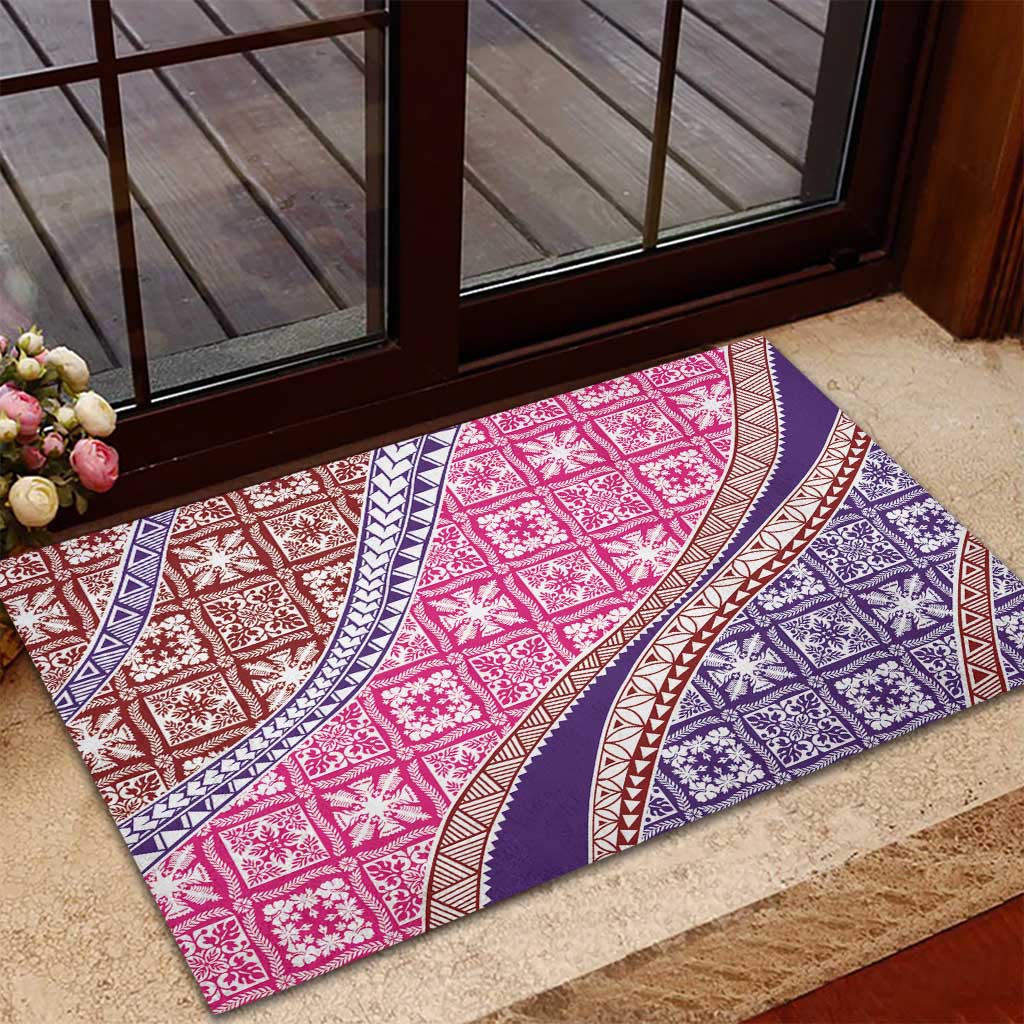 Hawaiian Quilt Pattern Rubber Doormat Sweet Color Mixed - Polynesian Pride