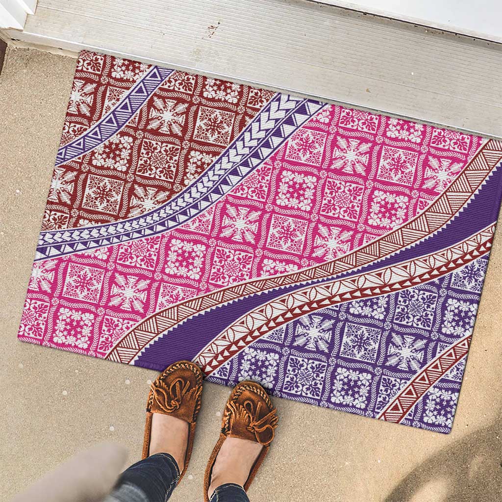 Hawaiian Quilt Pattern Rubber Doormat Sweet Color Mixed - Polynesian Pride