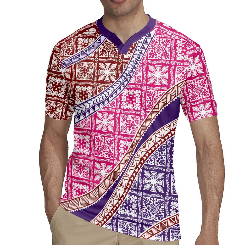Hawaiian Quilt Pattern Rugby Jersey Sweet Color Mixed - Polynesian Pride