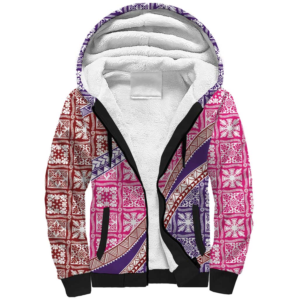 Hawaiian Quilt Pattern Sherpa Hoodie Sweet Color Mixed LT01 Unisex Pink - Polynesian Pride