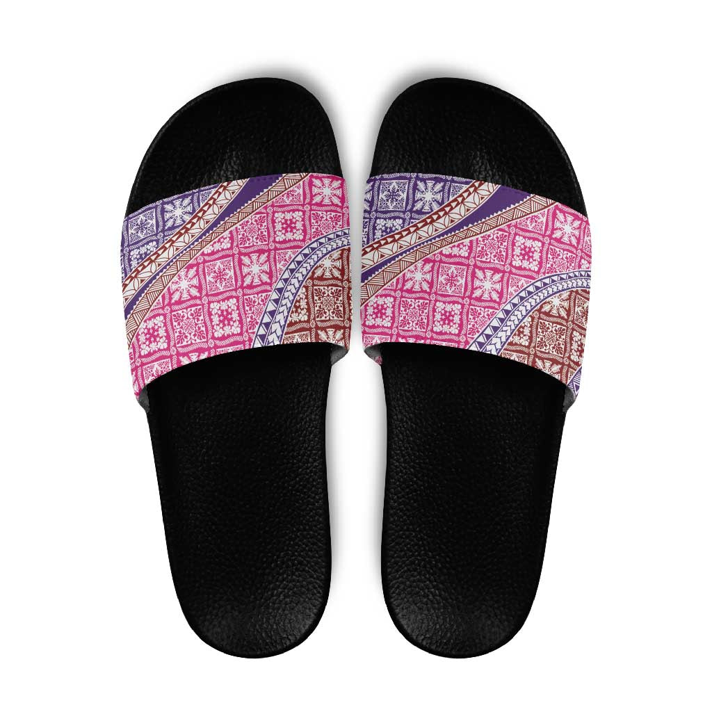 Hawaiian Quilt Pattern Slide Sandals Sweet Color Mixed LT01 Pink - Polynesian Pride