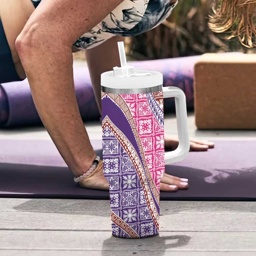 Hawaiian Quilt Pattern Tumbler With Handle Sweet Color Mixed - Polynesian Pride