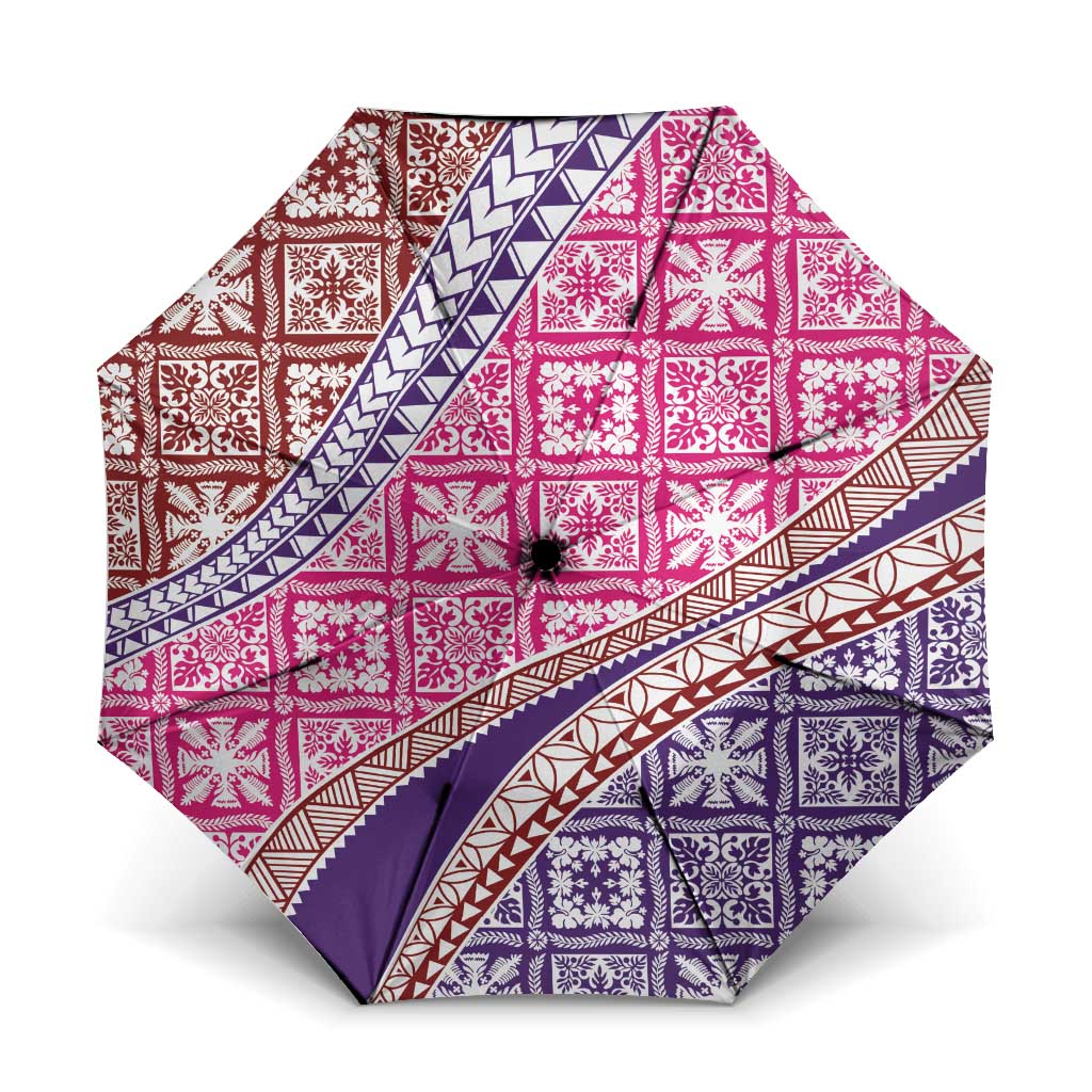 Hawaiian Quilt Pattern Umbrella Sweet Color Mixed LT01 One Size Folded 11.42 inch Opened Diameter 37.4 inch Pink - Polynesian Pride