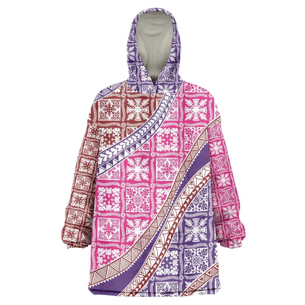 Hawaiian Quilt Pattern Wearable Blanket Hoodie Sweet Color Mixed LT01 One Size Pink - Polynesian Pride