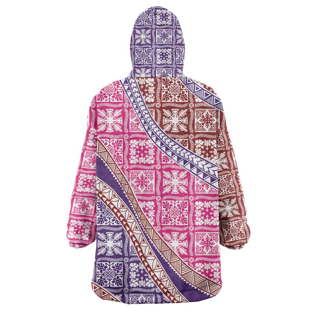 Hawaiian Quilt Pattern Wearable Blanket Hoodie Sweet Color Mixed - Polynesian Pride