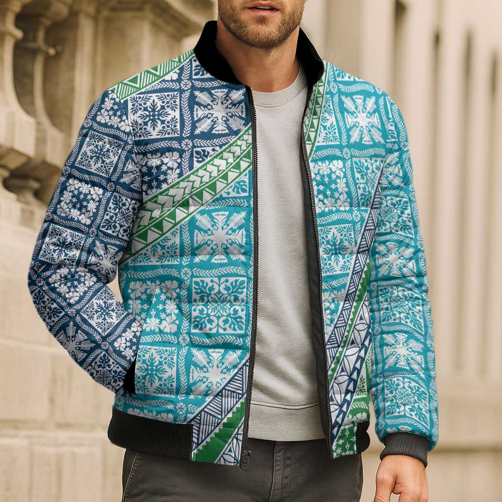 Hawaiian Quilt Pattern Bomber Puffer Jacket Fresh Color Mixed - Polynesian Pride