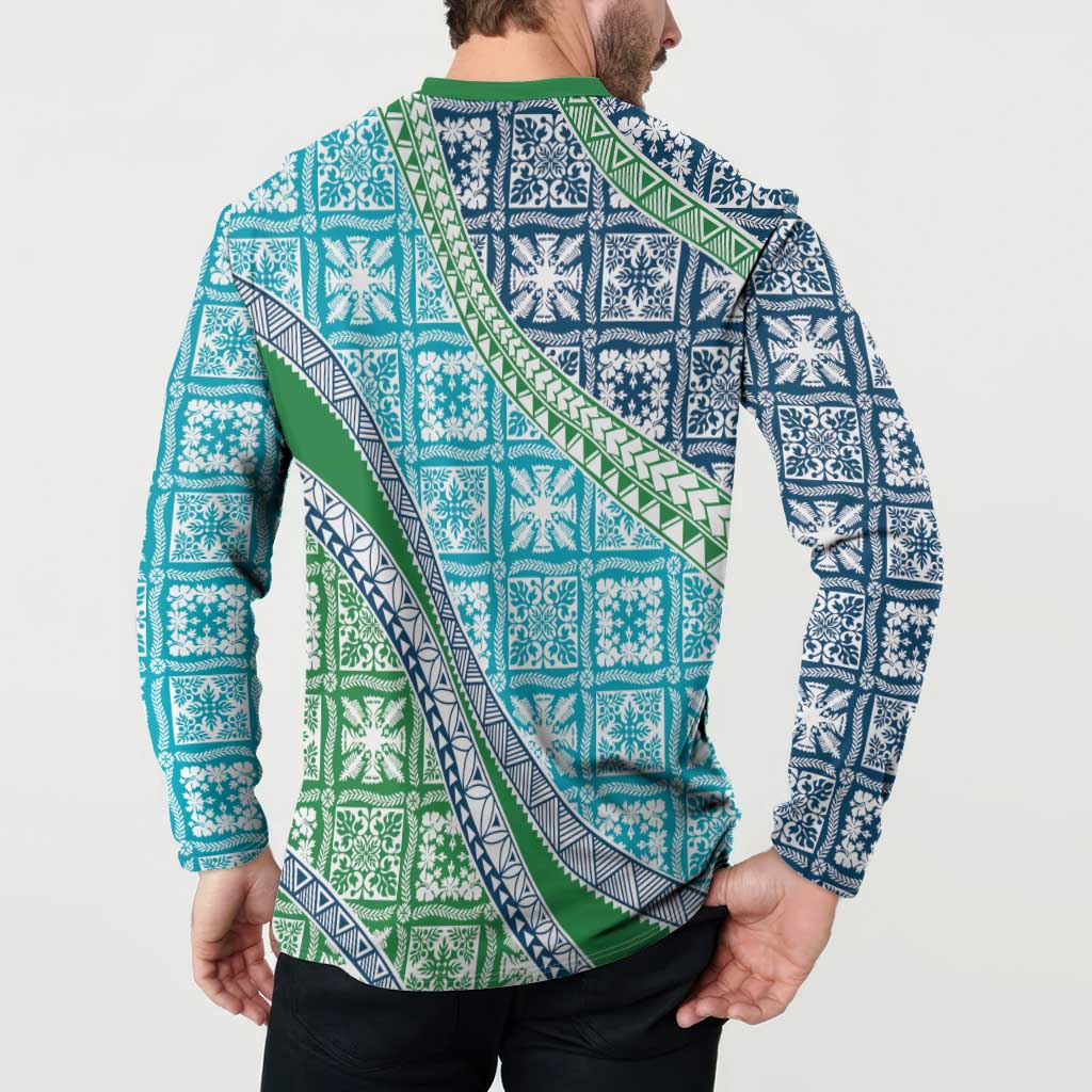 Hawaiian Quilt Pattern Button Sweatshirt Fresh Color Mixed - Polynesian Pride