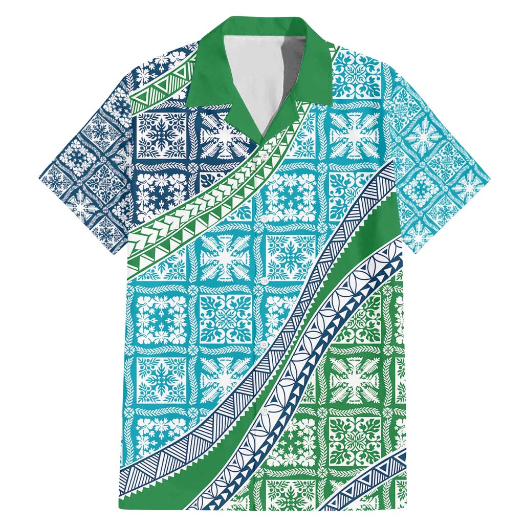Hawaiian Quilt Pattern Family Matching Mermaid Dress and Hawaiian Shirt Fresh Color Mixed - Polynesian Pride