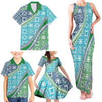 Hawaiian Quilt Pattern Family Matching Tank Maxi Dress and Hawaiian Shirt Fresh Color Mixed - Polynesian Pride