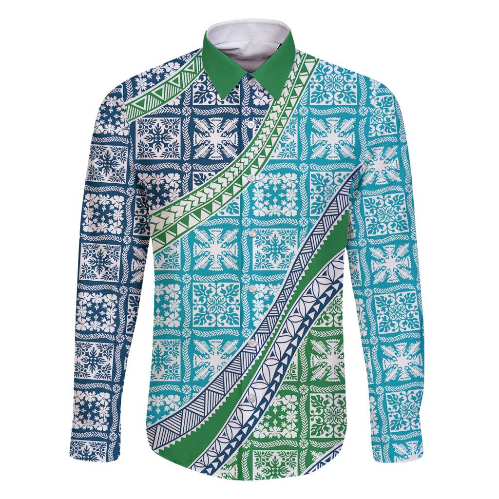 Hawaiian Quilt Pattern Family Matching Tank Maxi Dress and Hawaiian Shirt Fresh Color Mixed - Polynesian Pride