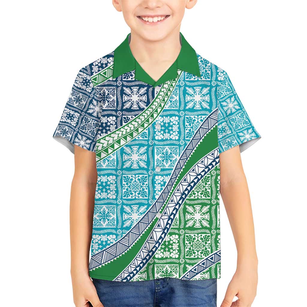 Hawaiian Quilt Pattern Family Matching Tank Maxi Dress and Hawaiian Shirt Fresh Color Mixed - Polynesian Pride