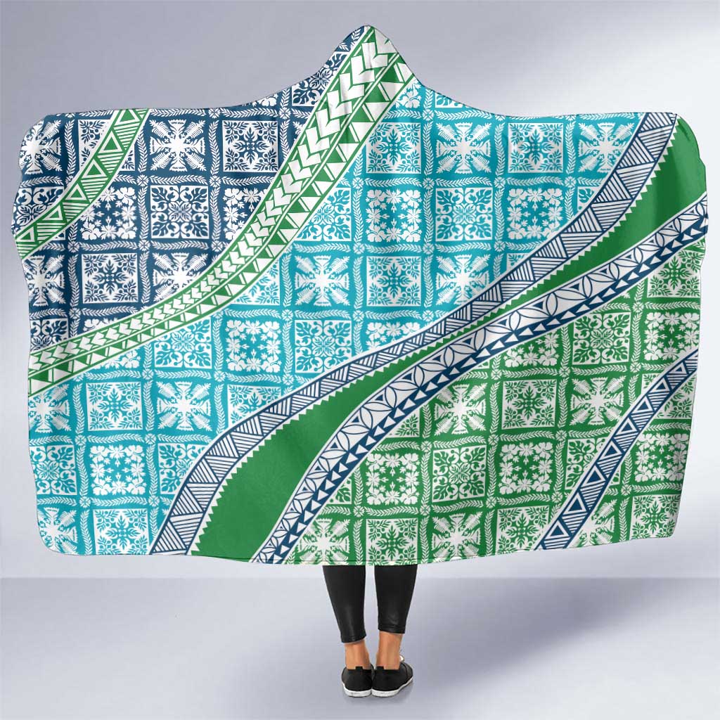 Hawaiian Quilt Pattern Hooded Blanket Fresh Color Mixed LT01 One Size Green - Polynesian Pride