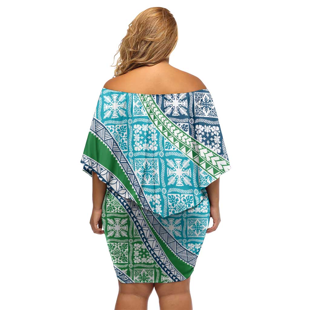 Hawaiian Quilt Pattern Off Shoulder Short Dress Fresh Color Mixed - Polynesian Pride