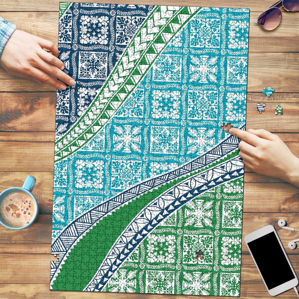 Hawaiian Quilt Pattern Puzzle Fresh Color Mixed LT01 Green - Polynesian Pride
