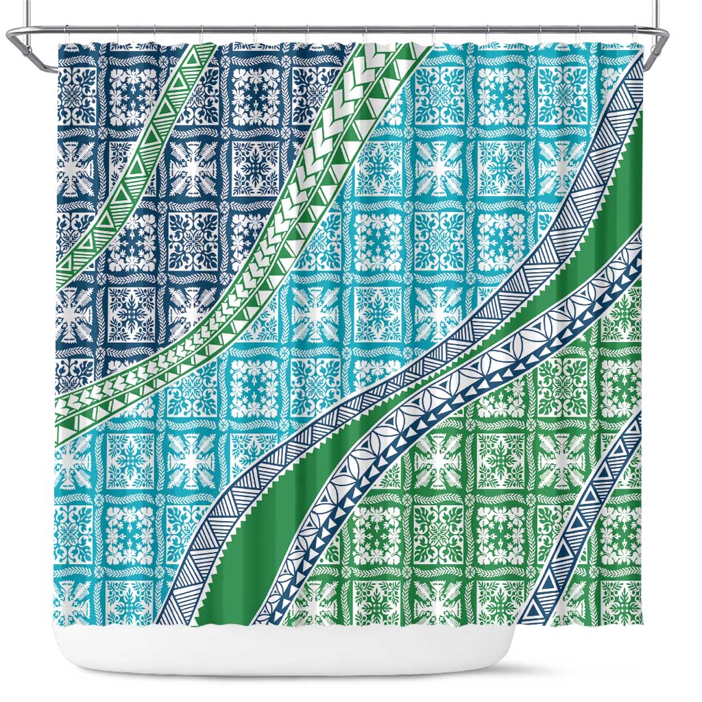 Hawaiian Quilt Pattern Shower Curtain Fresh Color Mixed LT01 Green - Polynesian Pride