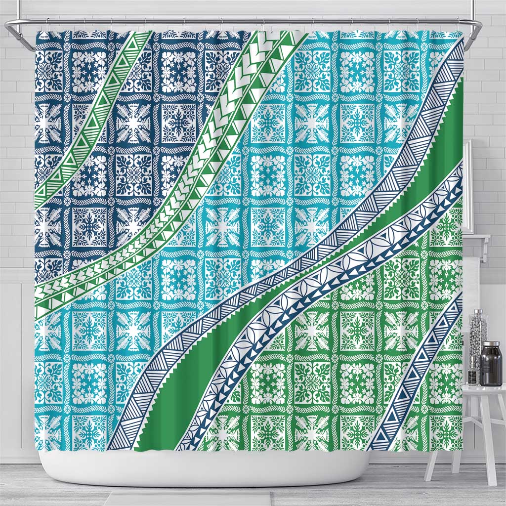 Hawaiian Quilt Pattern Shower Curtain Fresh Color Mixed - Polynesian Pride