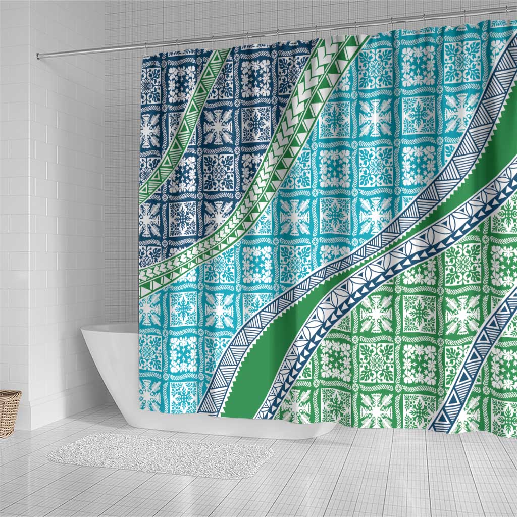 Hawaiian Quilt Pattern Shower Curtain Fresh Color Mixed - Polynesian Pride