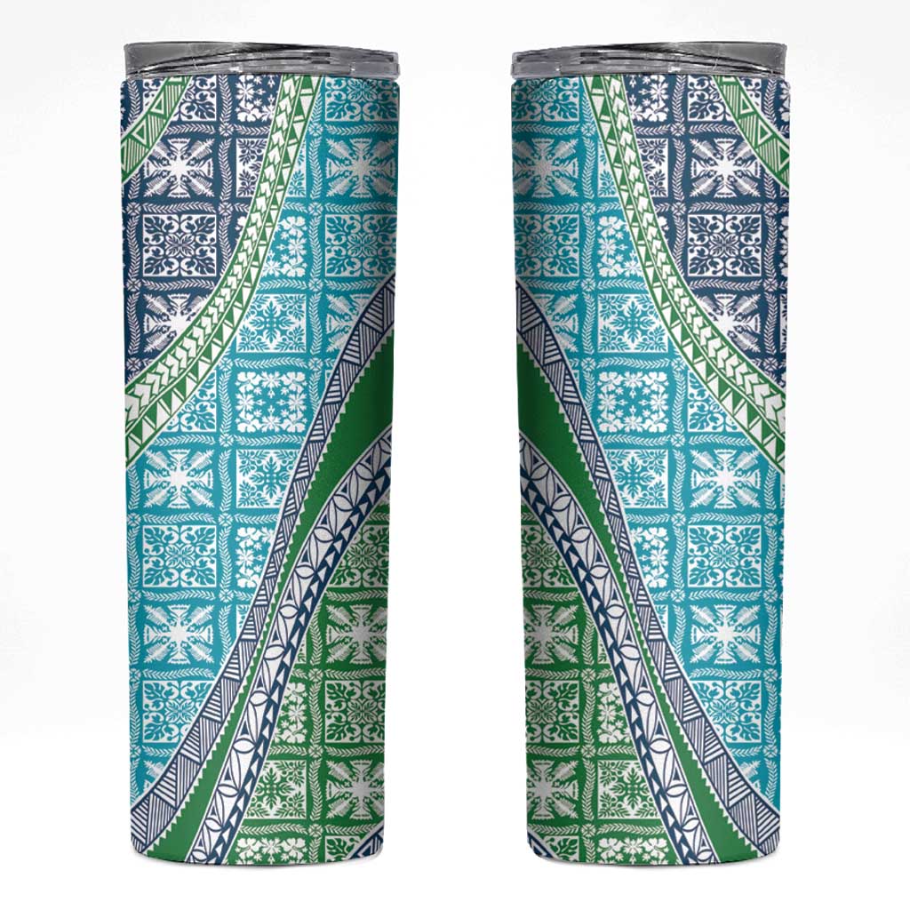Hawaiian Quilt Pattern Skinny Tumbler Fresh Color Mixed - Polynesian Pride
