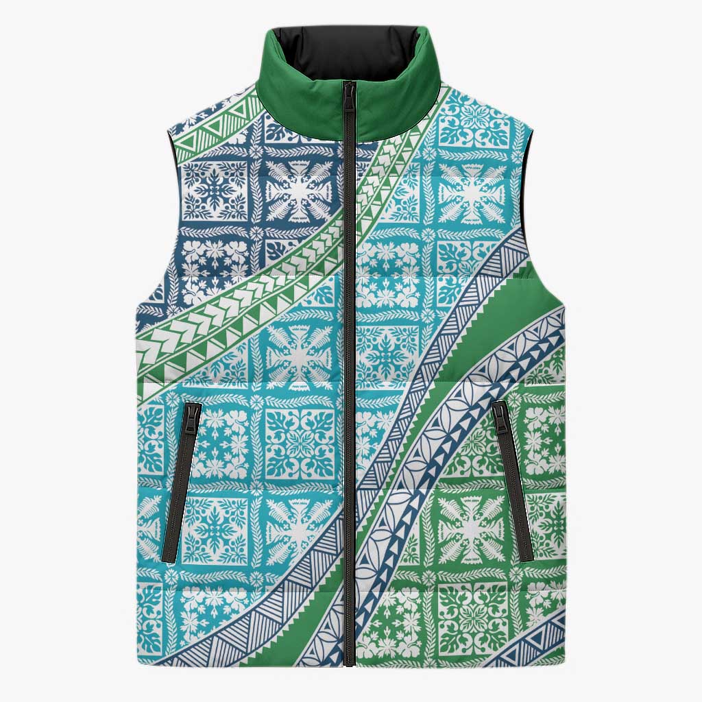Hawaiian Quilt Pattern Sleeveless Puffer Jacket Fresh Color Mixed - Polynesian Pride