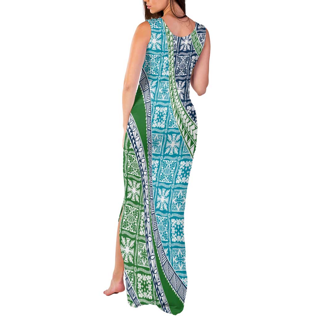 Hawaiian Quilt Pattern Tank Maxi Dress Fresh Color Mixed - Polynesian Pride