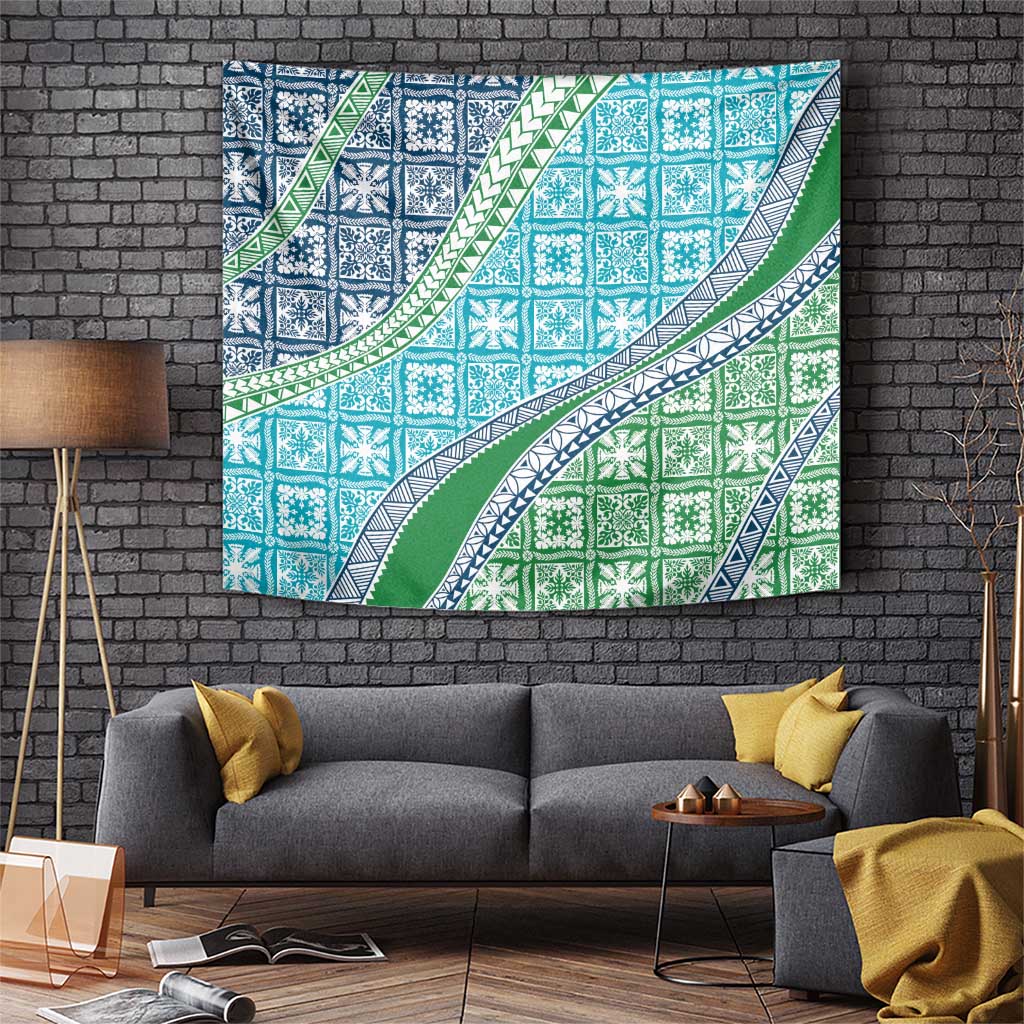 Hawaiian Quilt Pattern Tapestry Fresh Color Mixed LT01 Green - Polynesian Pride