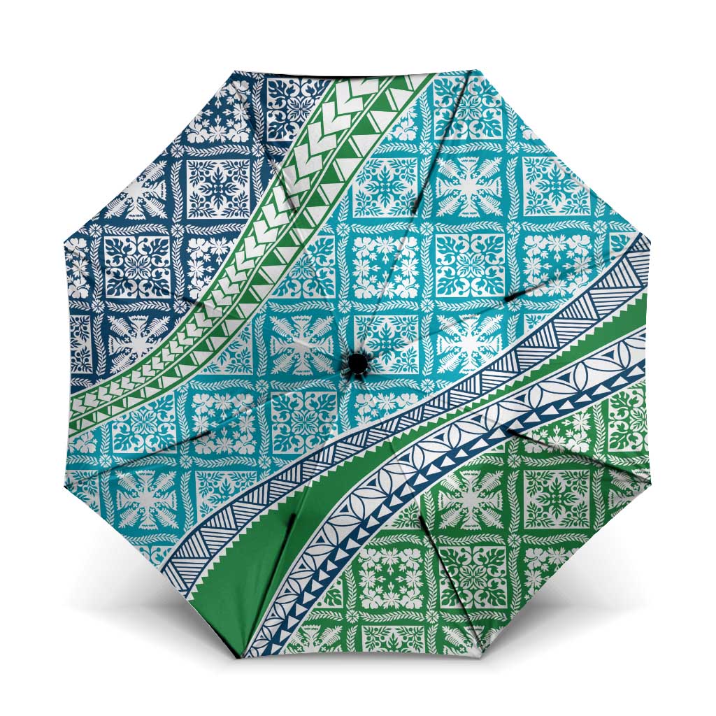 Hawaiian Quilt Pattern Umbrella Fresh Color Mixed LT01 One Size Folded 11.42 inch Opened Diameter 37.4 inch Green - Polynesian Pride
