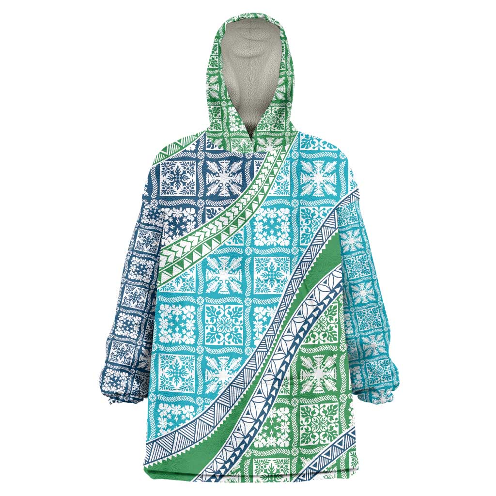 Hawaiian Quilt Pattern Wearable Blanket Hoodie Fresh Color Mixed LT01 One Size Green - Polynesian Pride