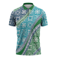 Hawaiian Quilt Pattern Zipper Polo Shirt Fresh Color Mixed - Polynesian Pride
