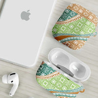 Hawaiian Quilt Pattern AirPods Case Green Chestnut Color Mixed - Polynesian Pride